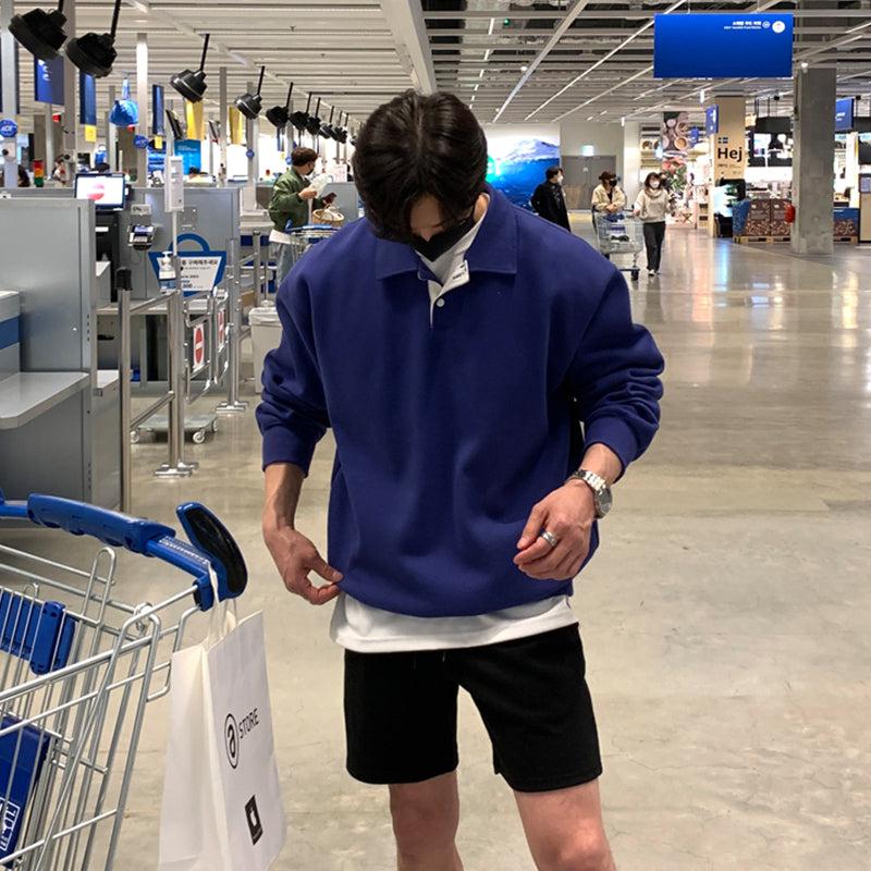 Loose Long-sleeved Polo Shirt