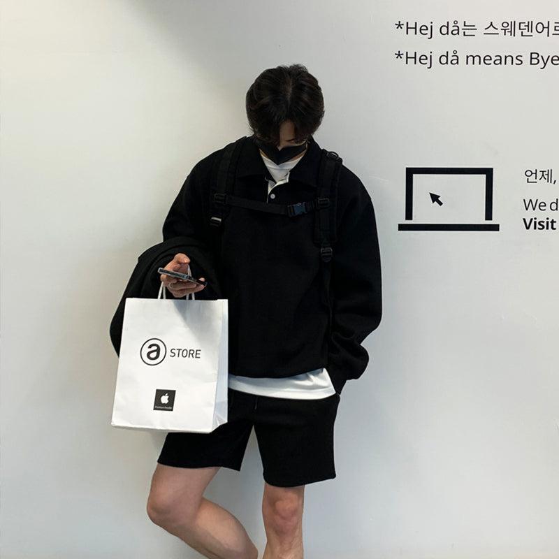 Loose Long-sleeved Polo Shirt