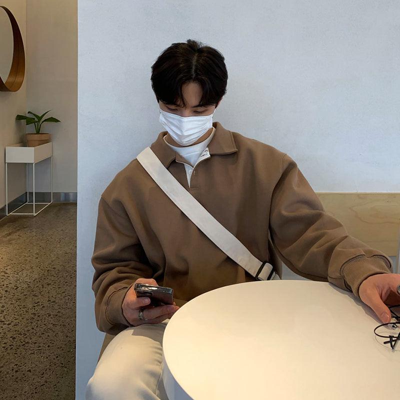 Loose Long-sleeved Polo Shirt