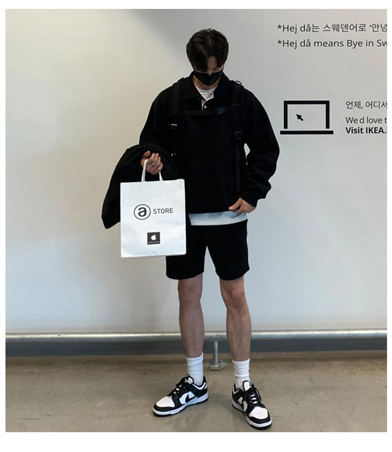 Loose Long-sleeved Polo Shirt