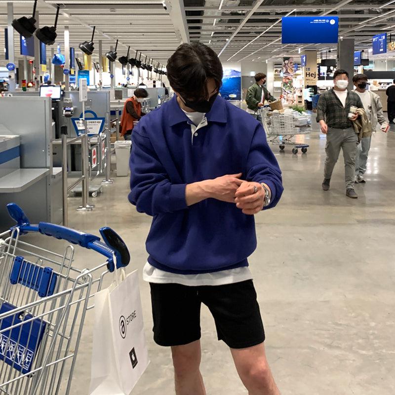 Loose Long-sleeved Polo Shirt