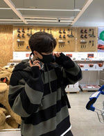 Loose Striped Knitted Hoodie