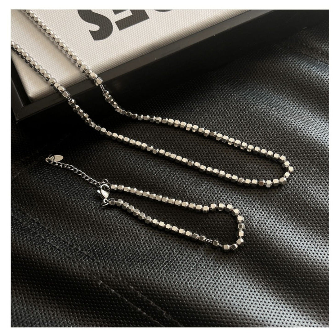 Metal Beads Stitching Necklace & Bracelet