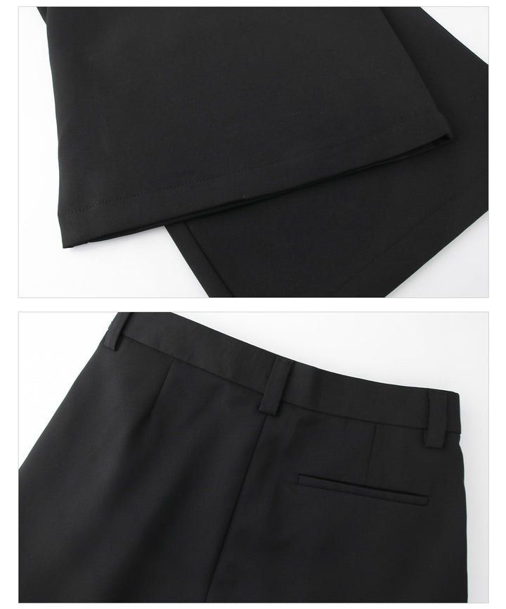 Metal Ring Black Pleated Pants