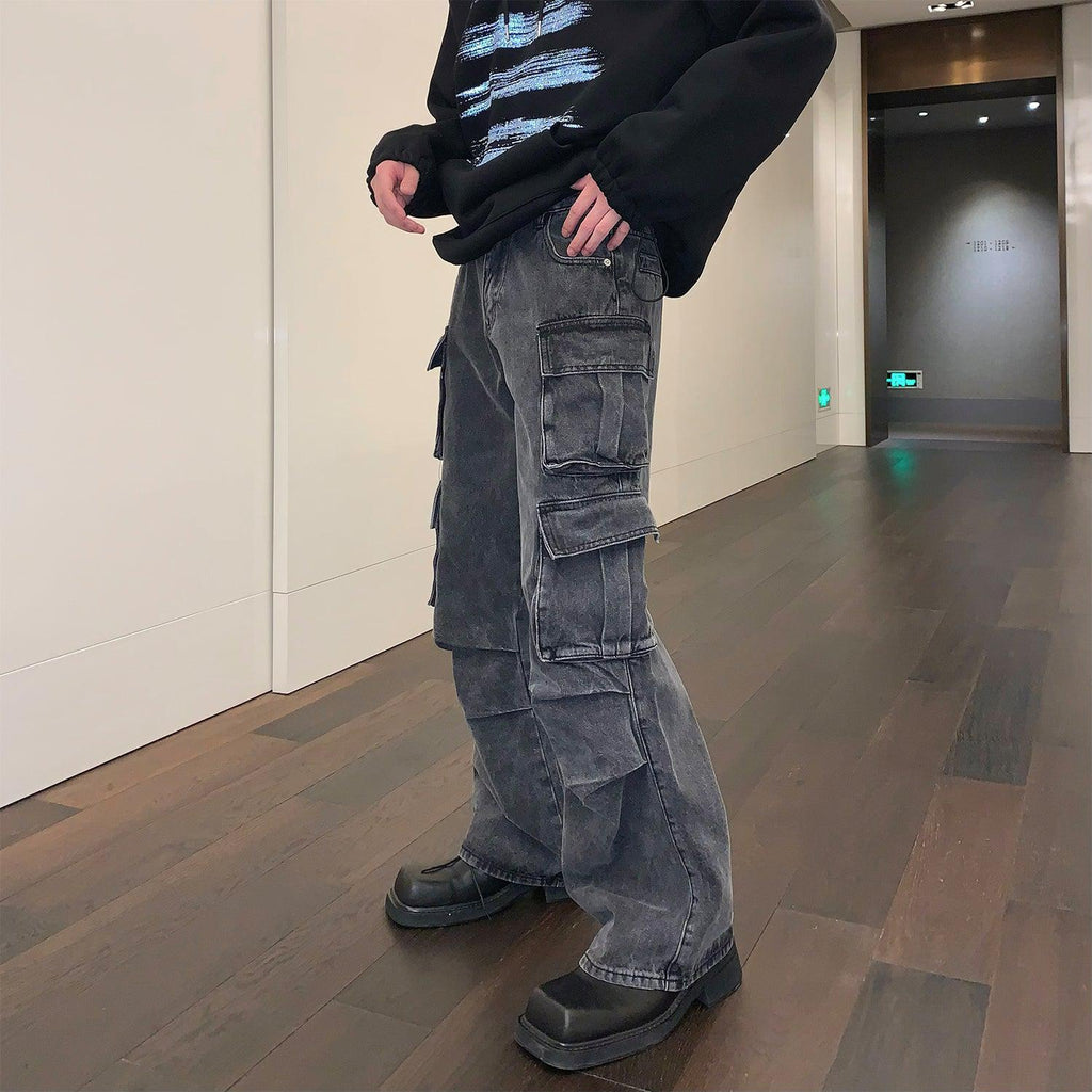2023 Print Loose Men's Fashion Streetwear Multi-pocket Cargo Pants Y2k Hip  Hop | eBay