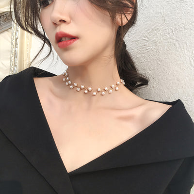 Personalized pearl choker fairy multi-layer shell beads necklace female summer fashion bride necklace clavicle chain 2021 new