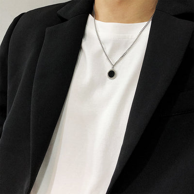 South Korea's Dongdaemun ZICO same gemstone pendant ins wind retro net red temperament simple wild necklace for men and women