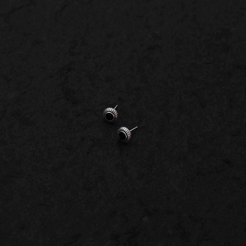 Oval Black Enamel Earrings