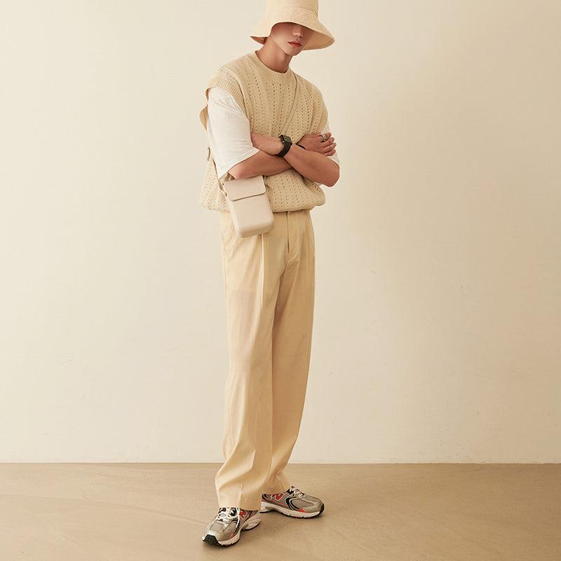 Oversized Khaki Knit Vest