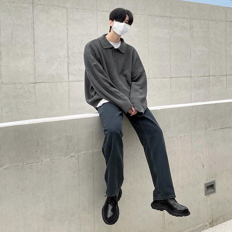 Oversized Knit Polo Shirt