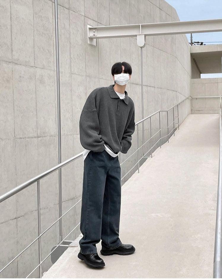 Oversized Knit Polo Shirt