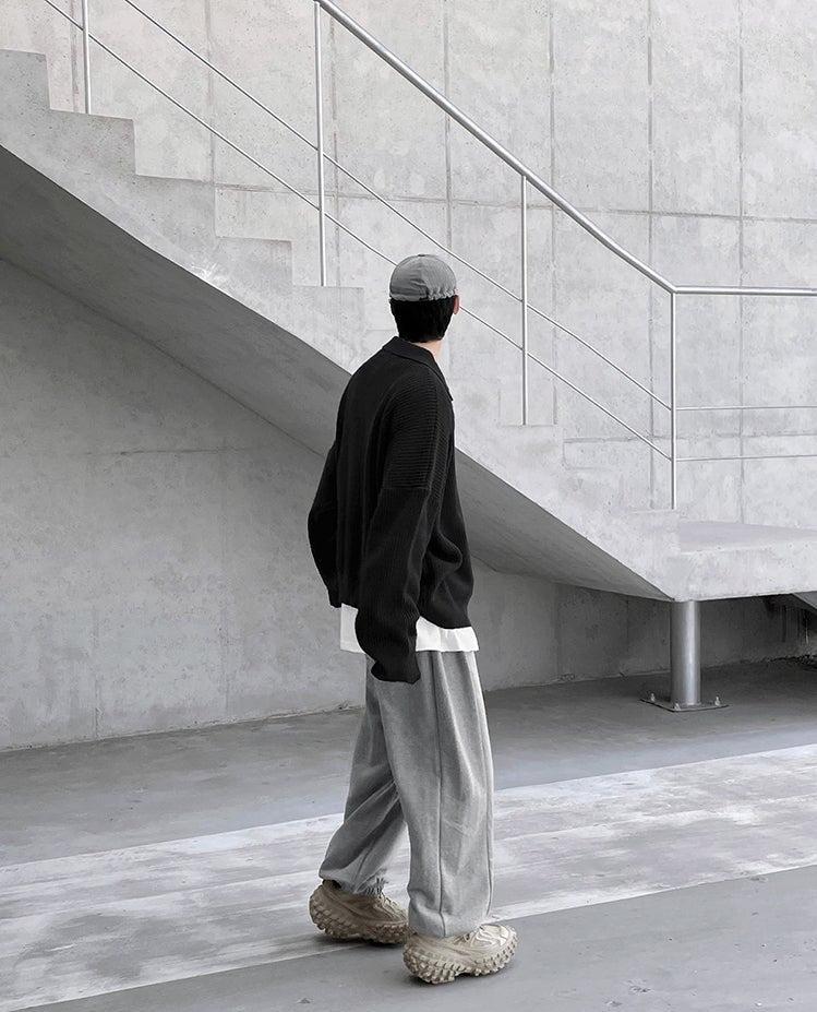 Oversized Knit Polo Shirt