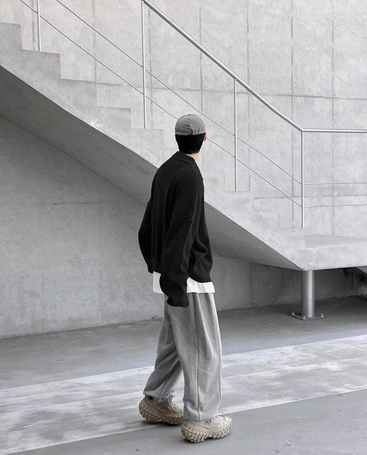 Oversized Knit Polo Shirt