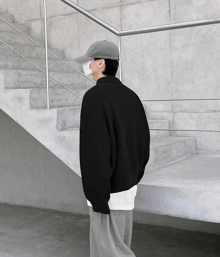 Oversized Knit Polo Shirt