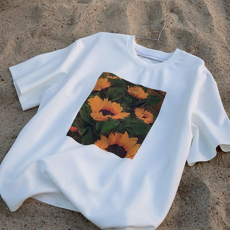 Oversized Sunflower Print T-Shirt – The Korean Fashion Oversized Sunflower Print T-Shirt – The Korean Fashion