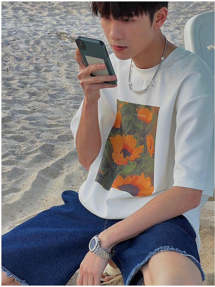 Oversized Sunflower Print T-Shirt