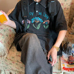 Oversized Washed Floral Polo Shirt