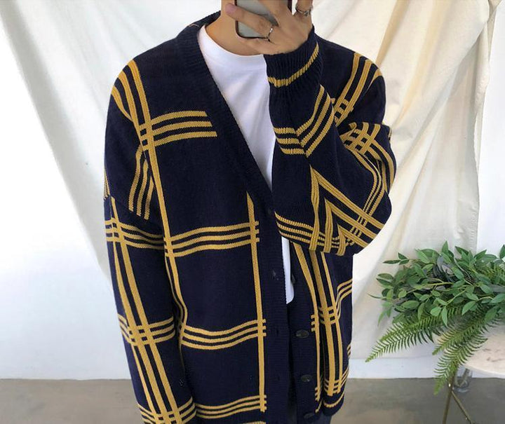 Oversized Plaid Cardigan