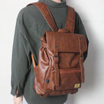 Pu Leather College Backpack