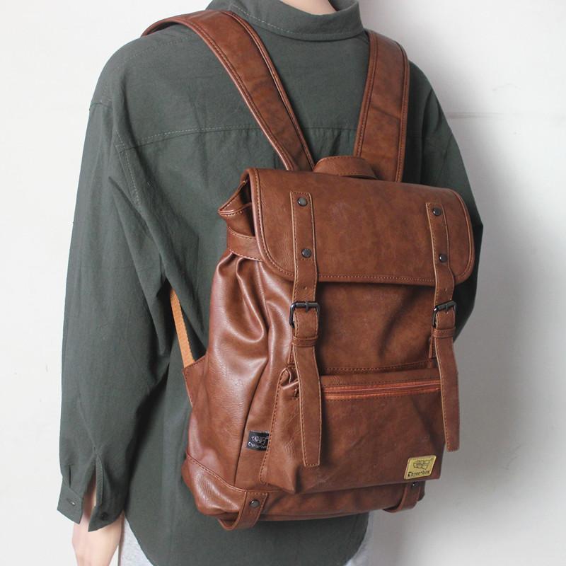 Pu Leather College Backpack