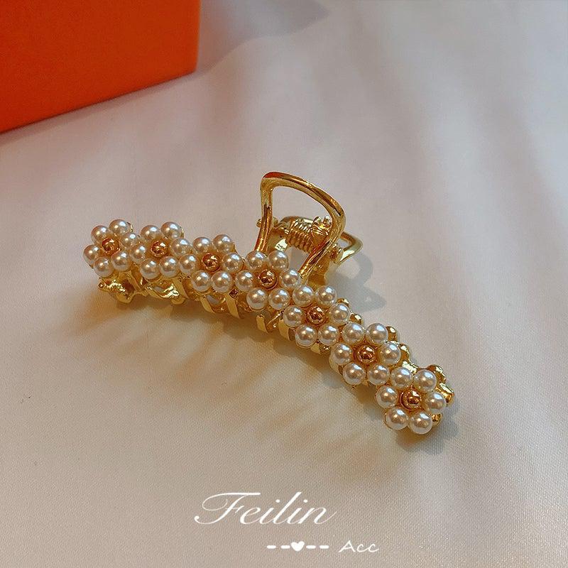 Pearl Flower Hair Claw Clip