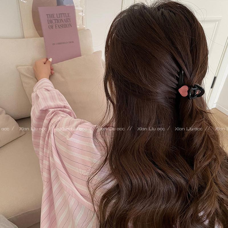 Pink Heart Hair Claw Clip