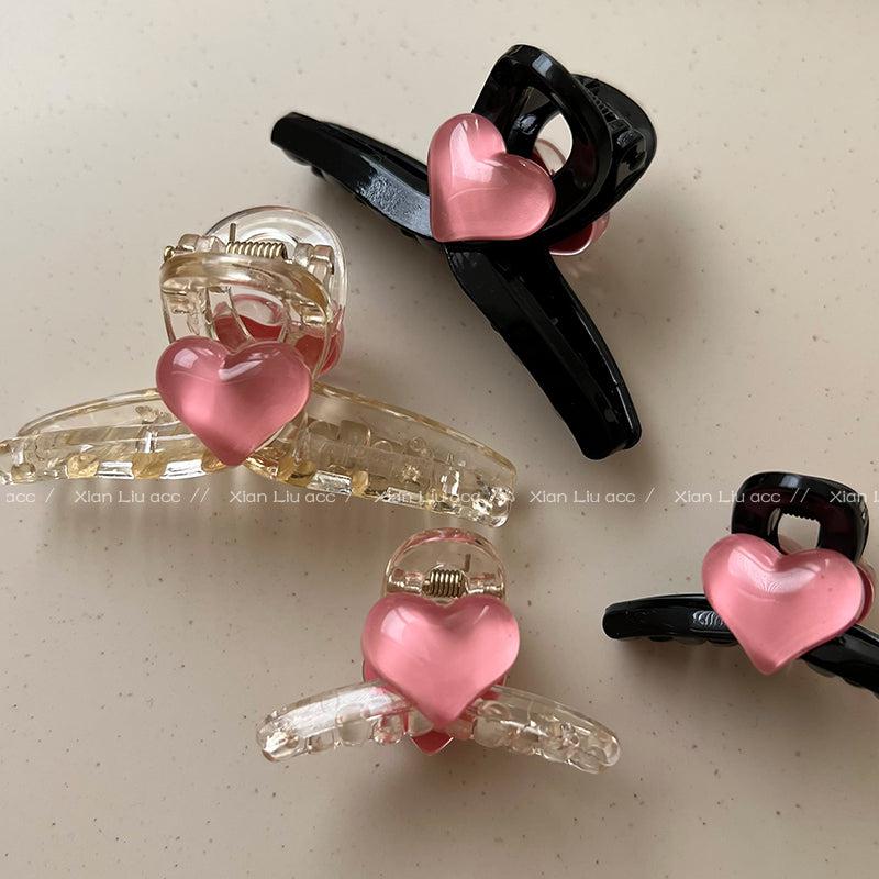Pink Heart Hair Claw Clip