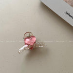 Pink Heart Hair Claw Clip
