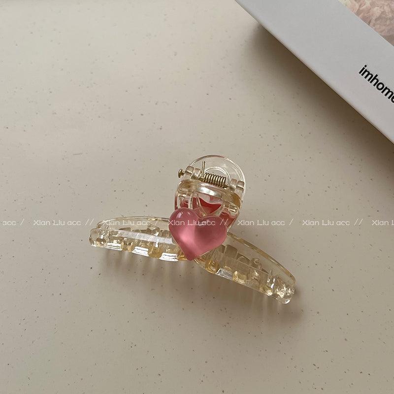 Pink Heart Hair Claw Clip