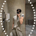 Pleated Sleeveless Suit