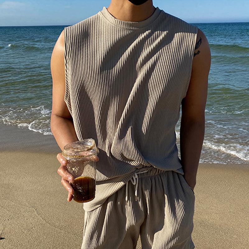 Pleated Stripe Top & Shorts