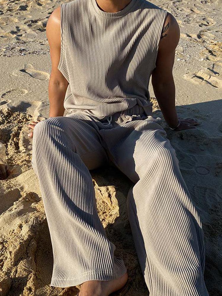 Pleated Stripe Top & Shorts