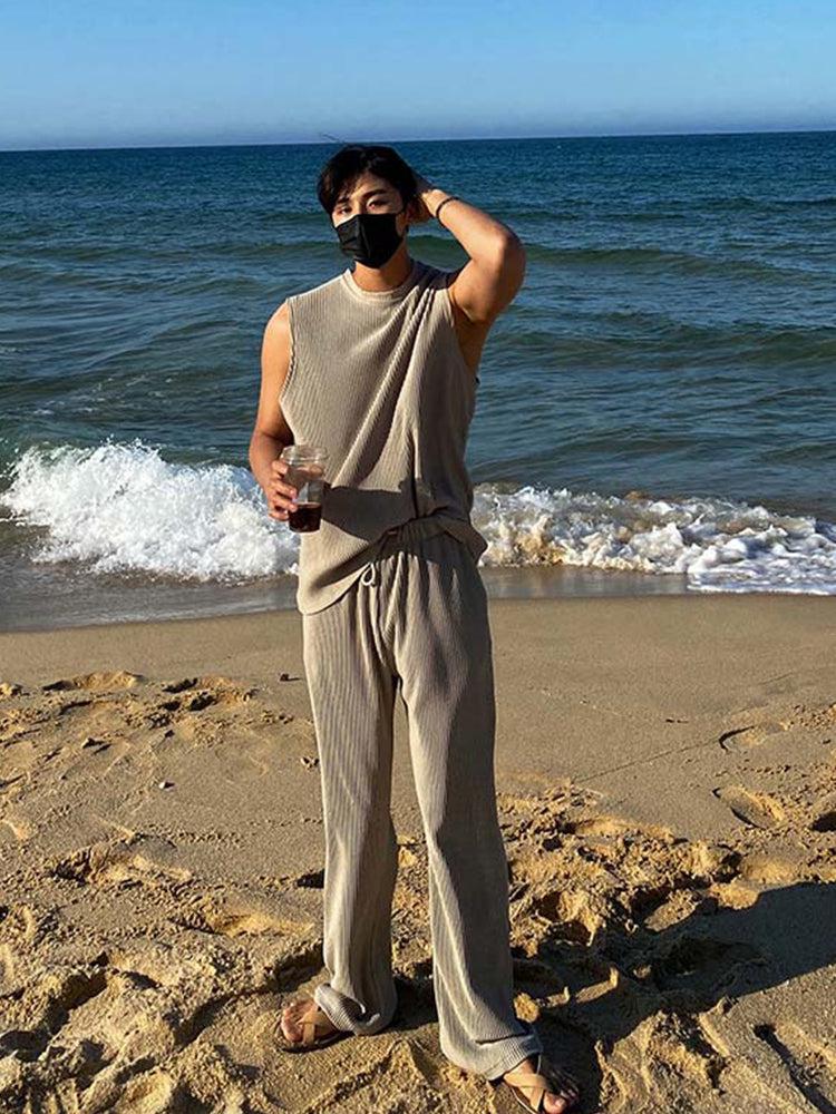 Pleated Stripe Top & Shorts