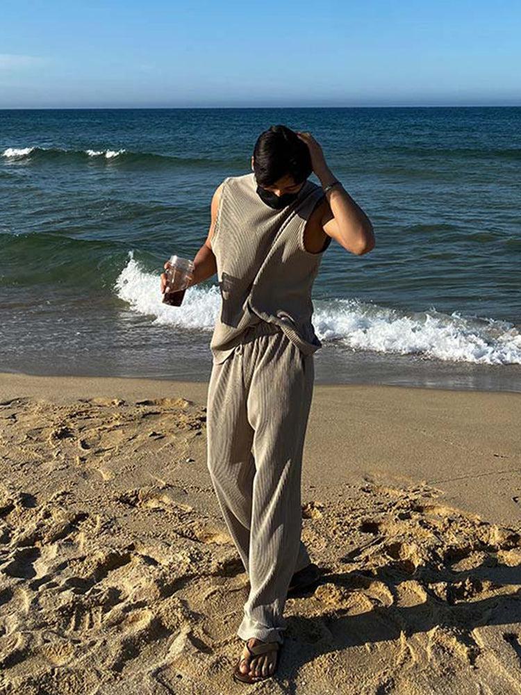 Pleated Stripe Top & Shorts