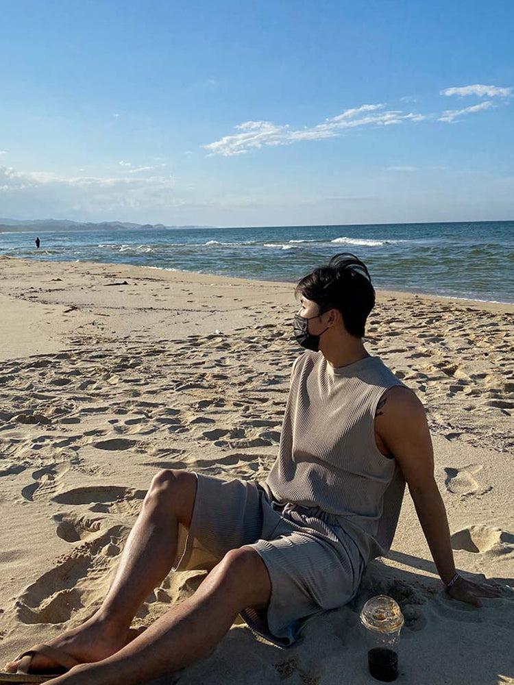 Pleated Stripe Top & Shorts