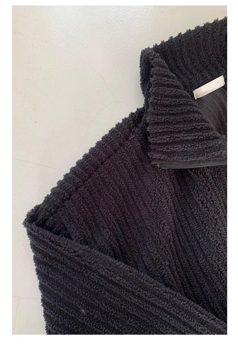 Pleated Striped Corduroy Jacket