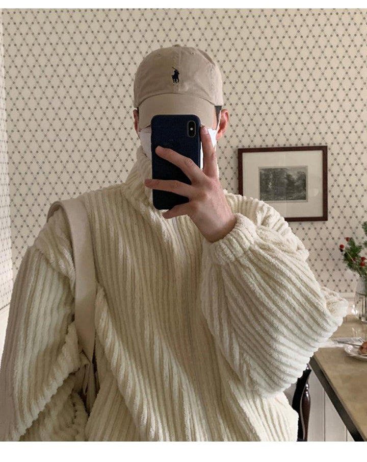 Pleated Striped Corduroy Jacket