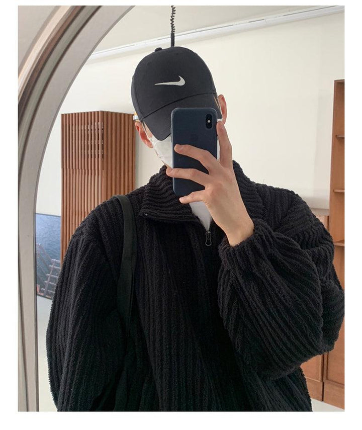 Pleated Striped Corduroy Jacket
