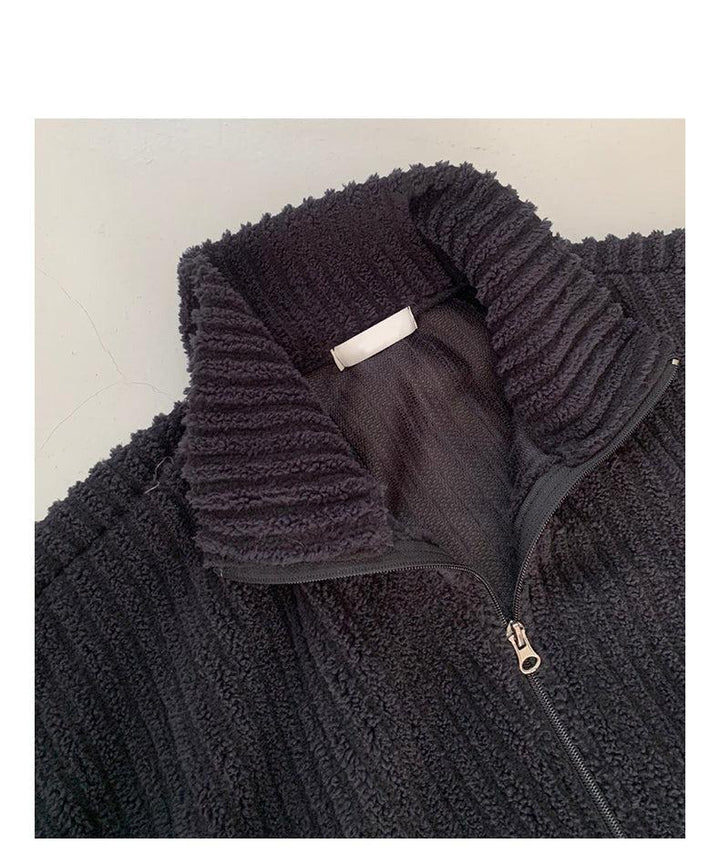 Pleated Striped Corduroy Jacket