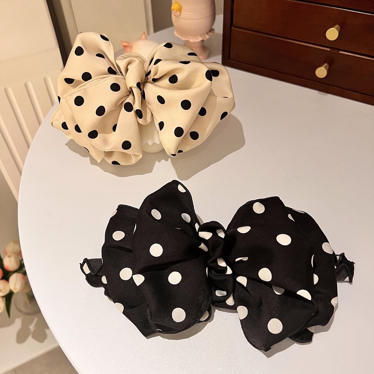 Polka Dot Bow Snap Hair Clip