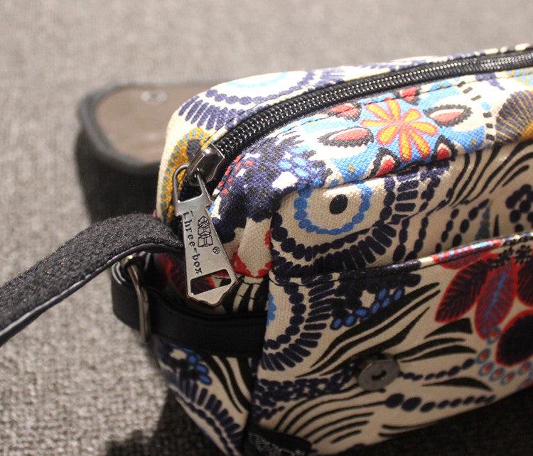 Printed Canvas Crossbody Bag