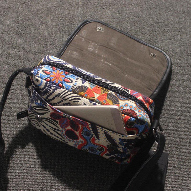 Printed Canvas Crossbody Bag