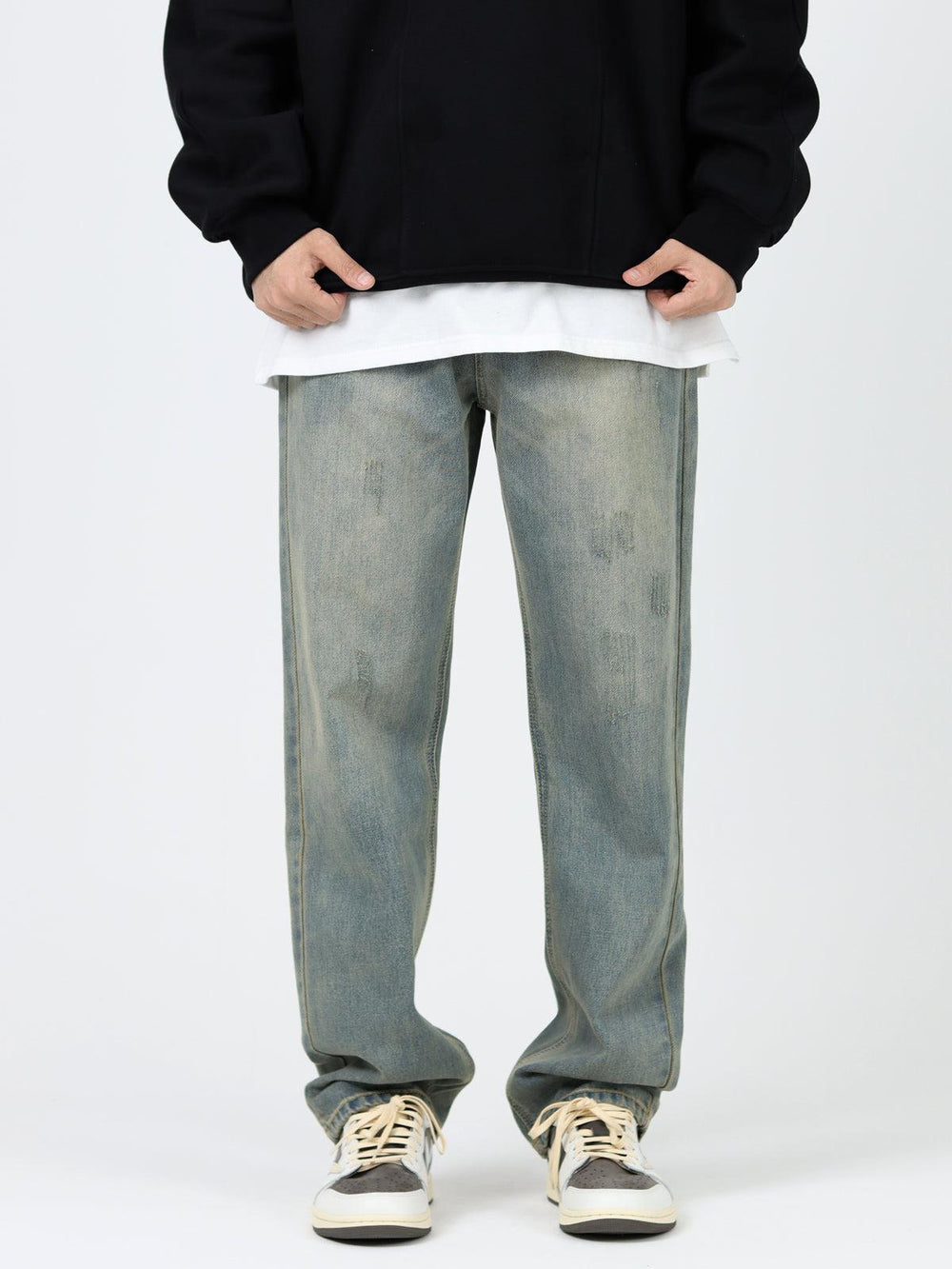 Retro Washed Blue Straight Jeans