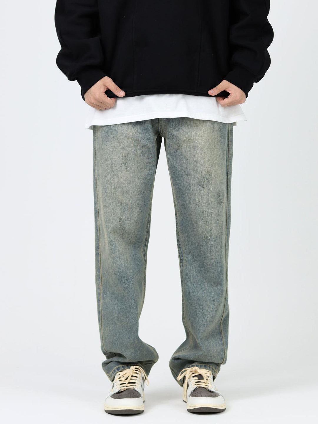 Retro Washed Blue Straight Jeans
