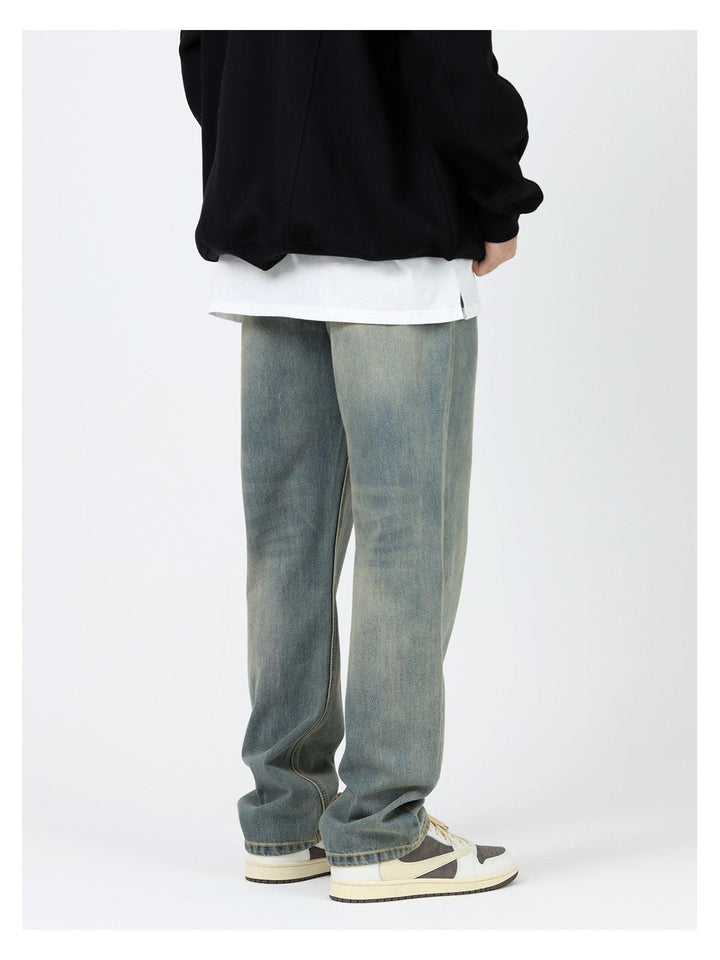 Retro Washed Blue Straight Jeans