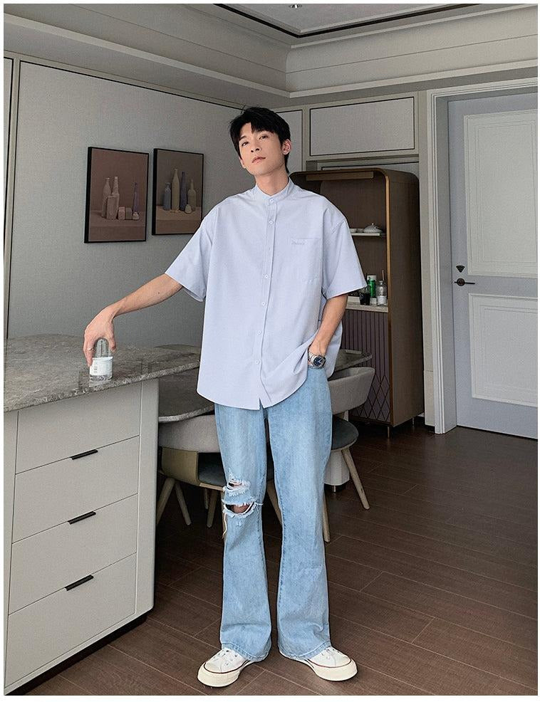 Ripped Denim Flared Pants