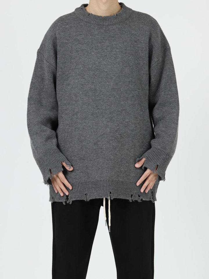 Ripped Round Neck Sweater