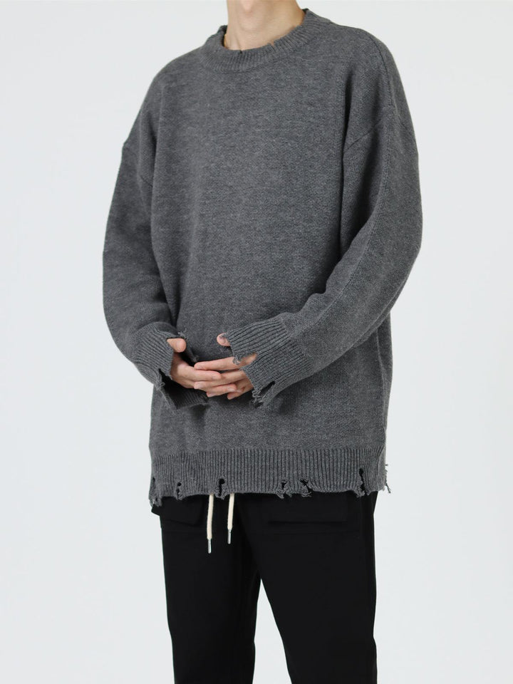 Ripped Round Neck Sweater