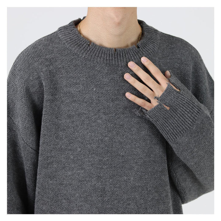 Ripped Round Neck Sweater