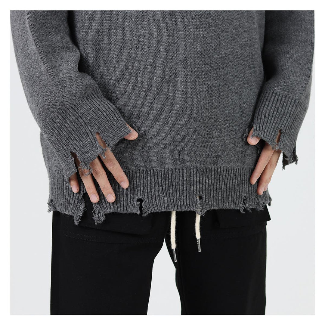 Ripped Round Neck Sweater